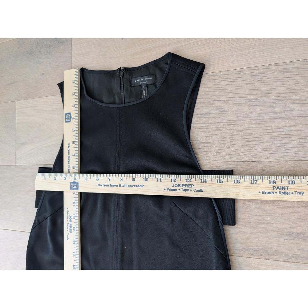 Rag & Bone Women's Silk Blend Black Sleeveless Mini Shift Dress size 2 - Picture 6 of 11